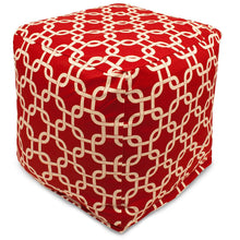 Majestic Home Goods Links Indoor / Outdoor Bean Bag Ottoman Pouf Cube, 17" x 17" x 17" (Red)