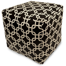 Majestic Home Goods Links Indoor / Outdoor Bean Bag Ottoman Pouf Cube, 17" x 17" x 17" (Black)