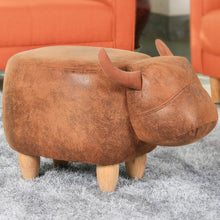Upholstered Ride-on Ottoman Footrest Stool with Vivid Adorable Animal-Like Features, without Storage (Brown Buffalo)