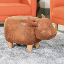 Upholstered Ride-on Ottoman Footrest Stool with Vivid Adorable Animal-Like Features, without Storage (Brown Buffalo)