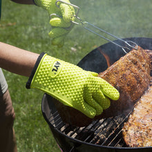 AYL Silicone Cooking Gloves - Heat Resistant Oven Mitt for Grilling, BBQ, Kitchen - Safe Handling of Pots and Pans - Cooking and Baking Non-Slip Potholders - Internal Protective Cotton Layer