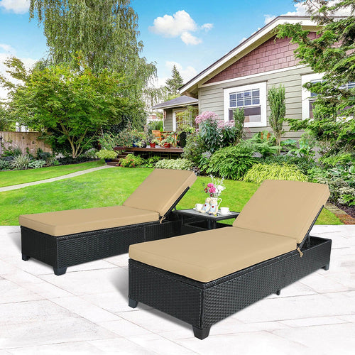 Cloud Mountain 2 Piece Patio Wicker Rattan Love Seat Sofa Daybed Set Outdoor Patio Love Seat Store Ottoman Garden Furniture Set Chaise Lounge, Khaki Cushions with Mix Brown Rattan