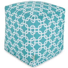 Majestic Home Goods Links Indoor / Outdoor Bean Bag Ottoman Pouf Cube, 17" x 17" x 17" (Teal)