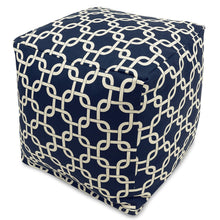 Majestic Home Goods Links Indoor / Outdoor Bean Bag Ottoman Pouf Cube, 17" x 17" x 17" (Navy Blue)
