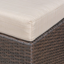 Malibu Outdoor 16 Inch Multibrown Wicker Ottoman Seat with Beige Water Resistant Cushion (Set of 2)