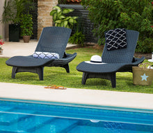 Keter Pacific 2-Pack All-weather Adjustable Outdoor Patio Chaise Lounge Furniture, Graphite