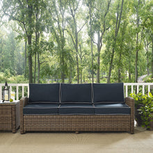 Crosley Furniture Bradenton Outdoor Wicker Patio Sofa with Cushions - Navy