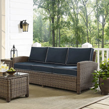 Crosley Furniture Bradenton Outdoor Wicker Patio Sofa with Cushions - Navy